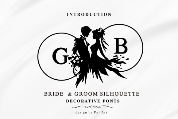 Bride Groom Silhouette Monogram Font for Elegant Branding