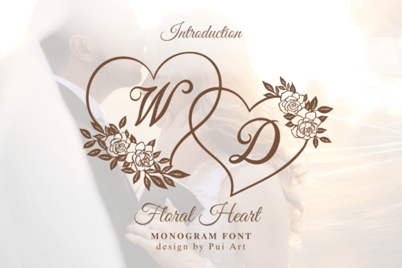 Floral Heart Monogram Font for Digital Design