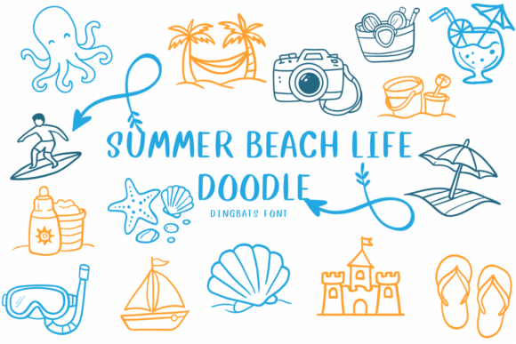 Summer Beach Life Doodle Font for Web Design